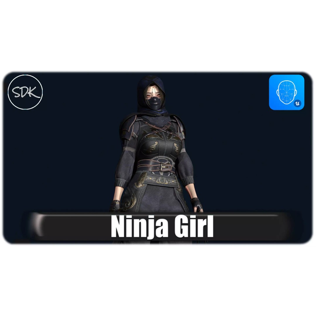 Ninja Girl 3D Model – Low Poly Rigged Character for Games, FBX - View 2