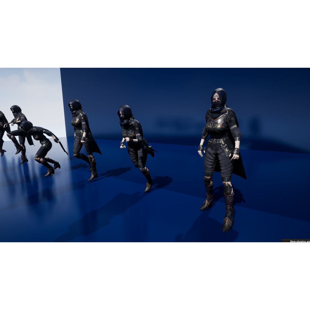 Ninja Girl 3D Model – Low Poly Rigged Character for Games, FBX - View 22