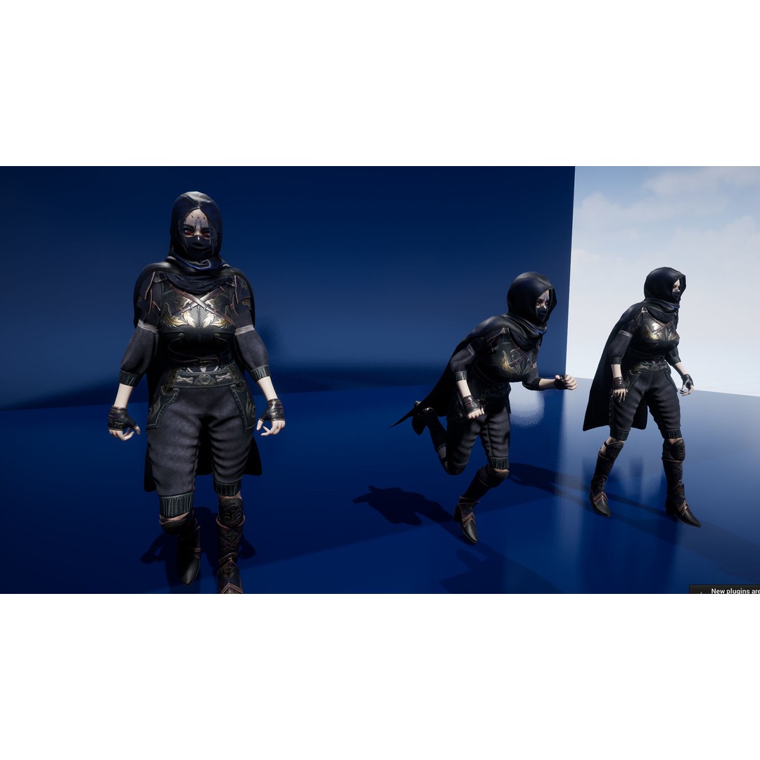 Ninja Girl 3D Model – Low Poly Rigged Character for Games, FBX - View 23