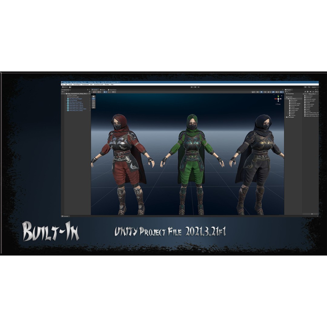 Ninja Girl 3D Model – Low Poly Rigged Character for Games, FBX - View 26
