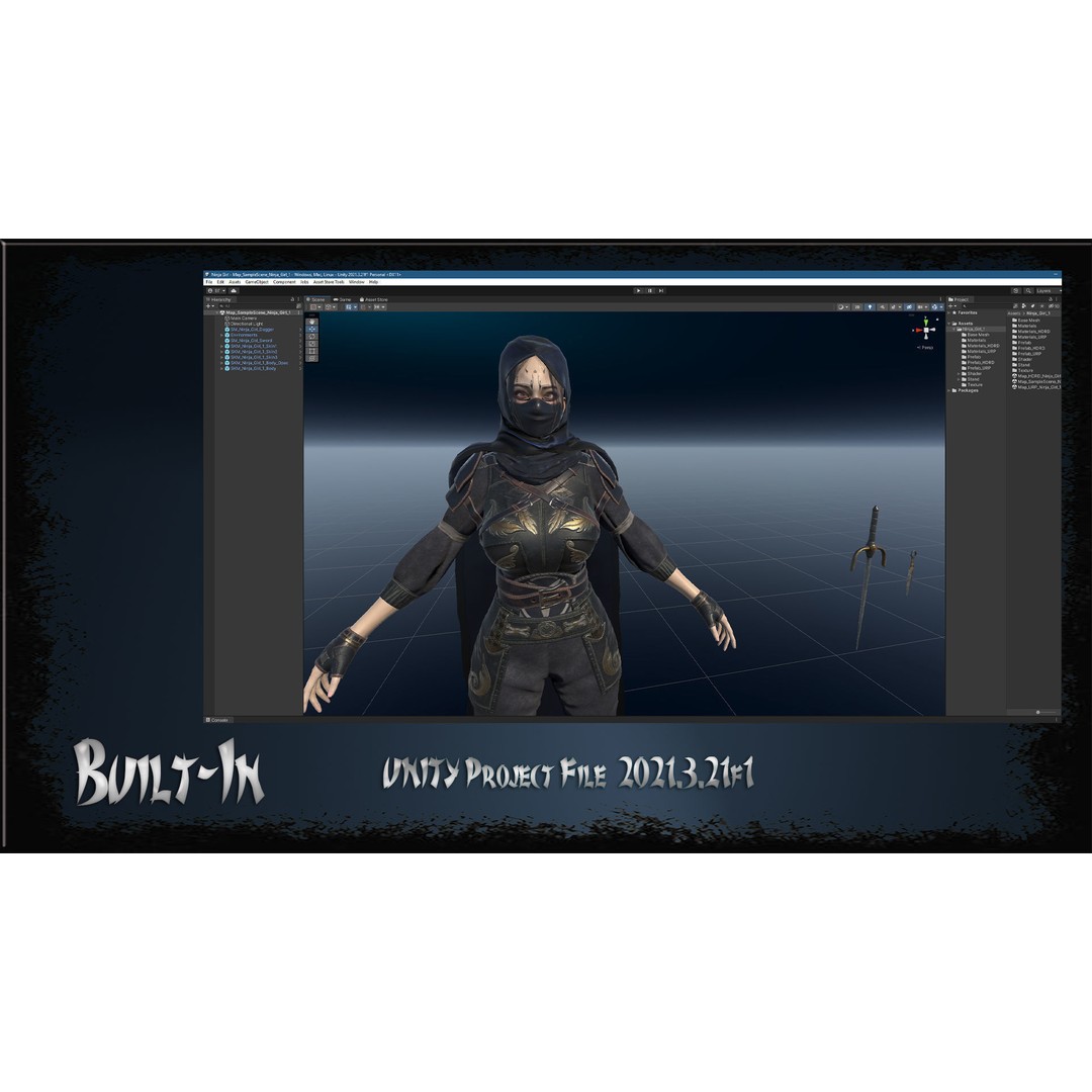 Ninja Girl 3D Model – Low Poly Rigged Character for Games, FBX - View 27