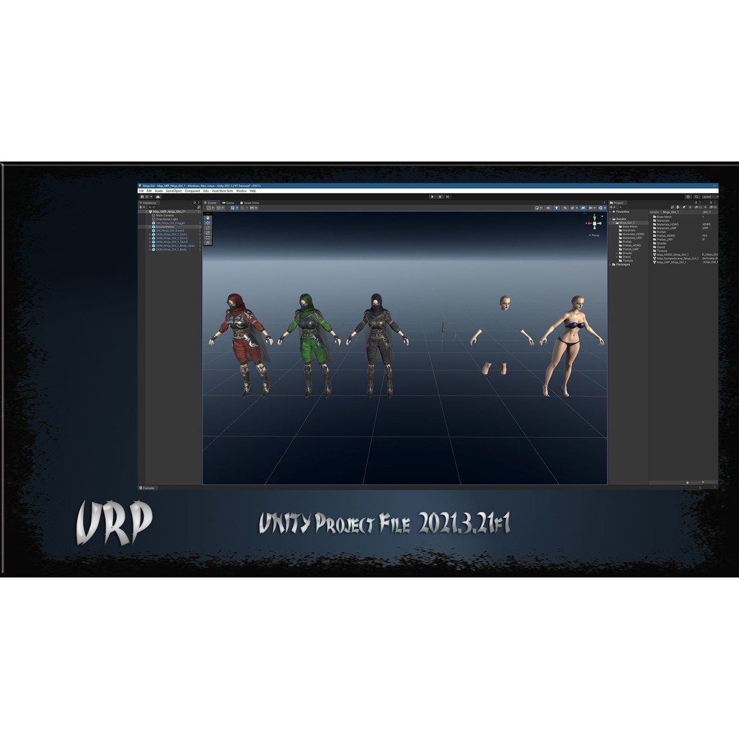 Ninja Girl 3D Model – Low Poly Rigged Character for Games, FBX - View 28
