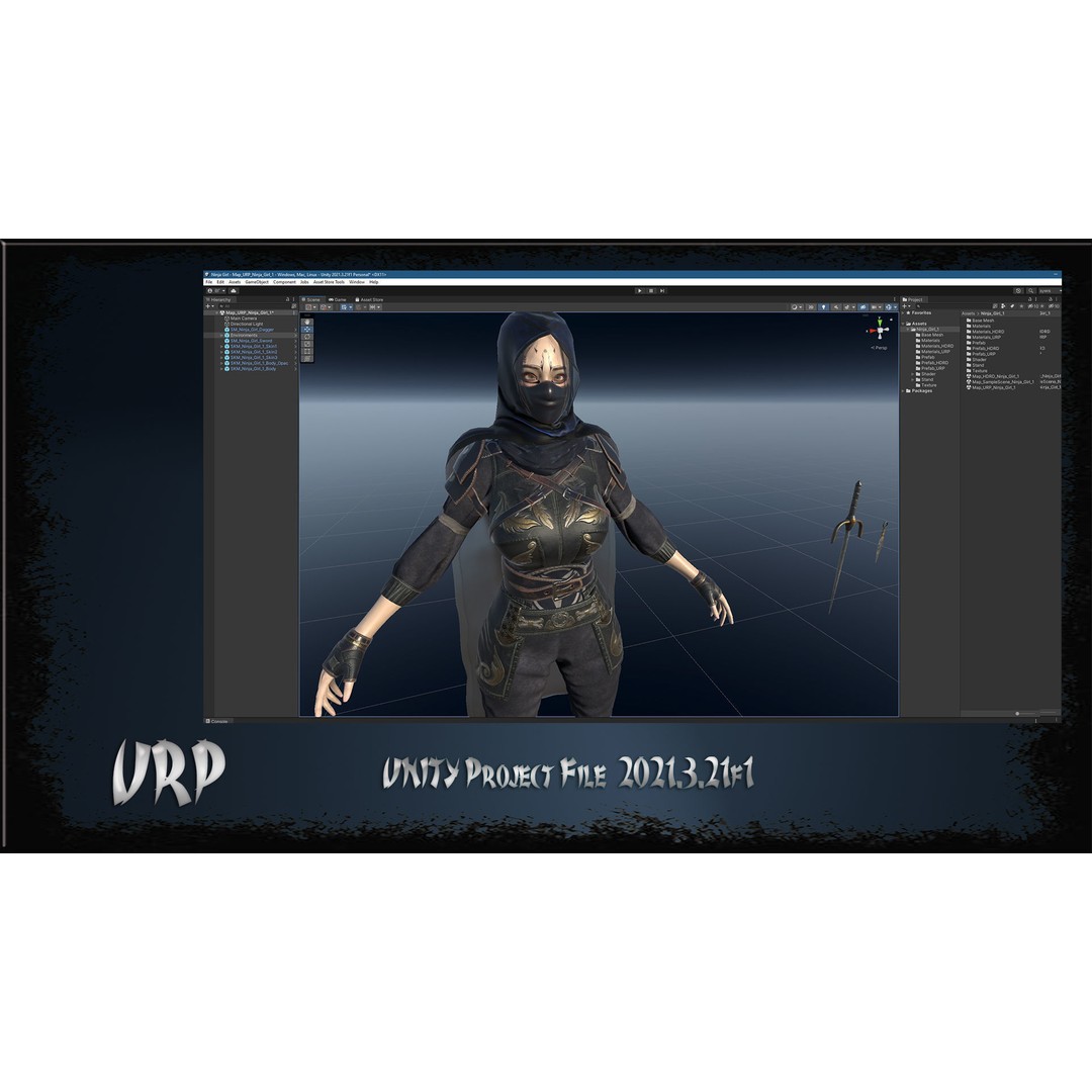Ninja Girl 3D Model – Low Poly Rigged Character for Games, FBX - View 30