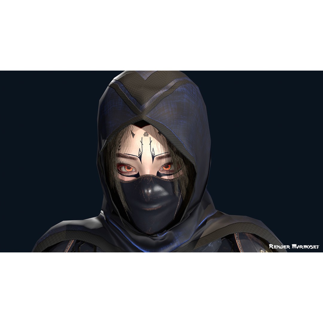 Ninja Girl 3D Model – Low Poly Rigged Character for Games, FBX - View 5