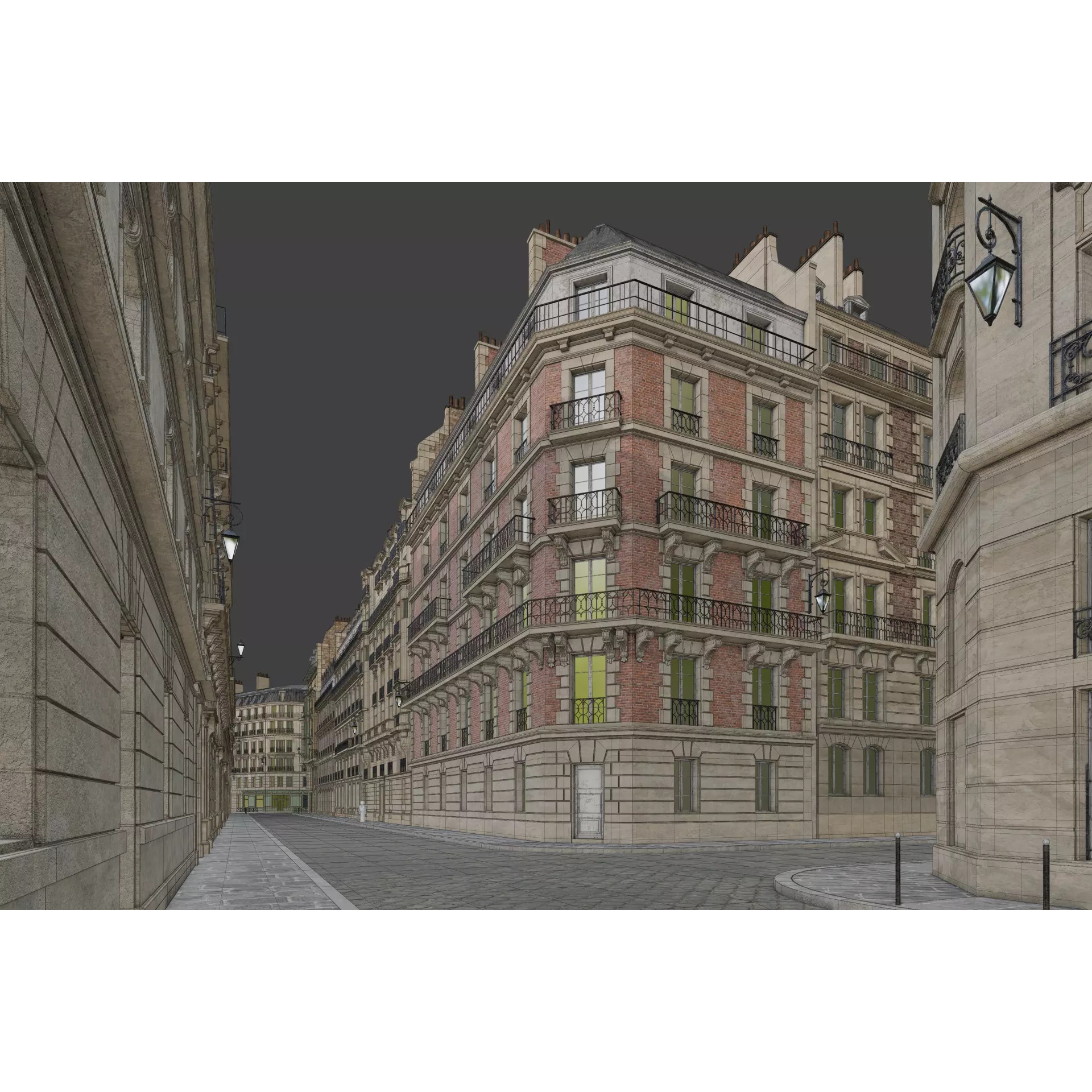Paris Boulevard - Detailed Architectural 3D Model - View 100