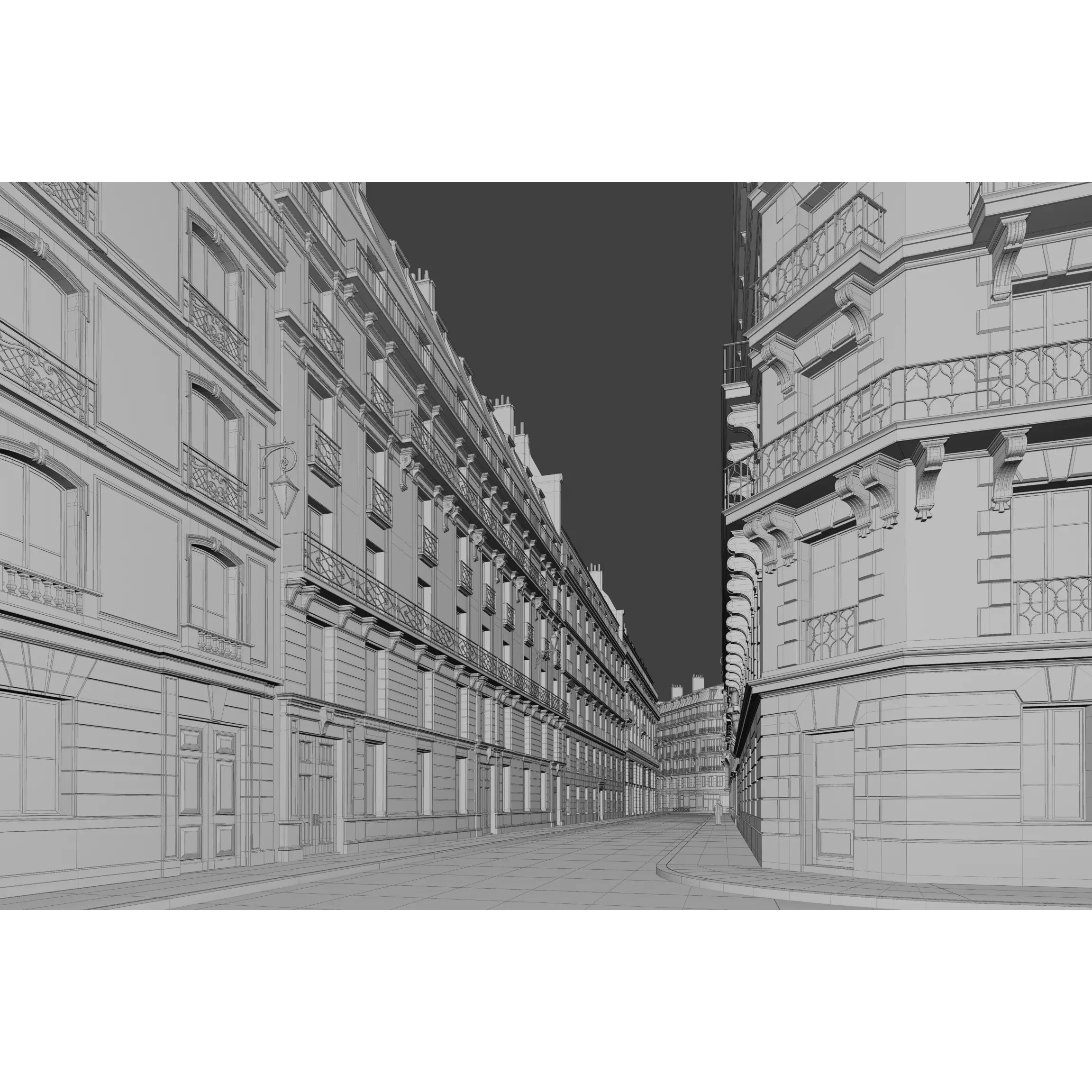 Paris Boulevard - Detailed Architectural 3D Model - View 101
