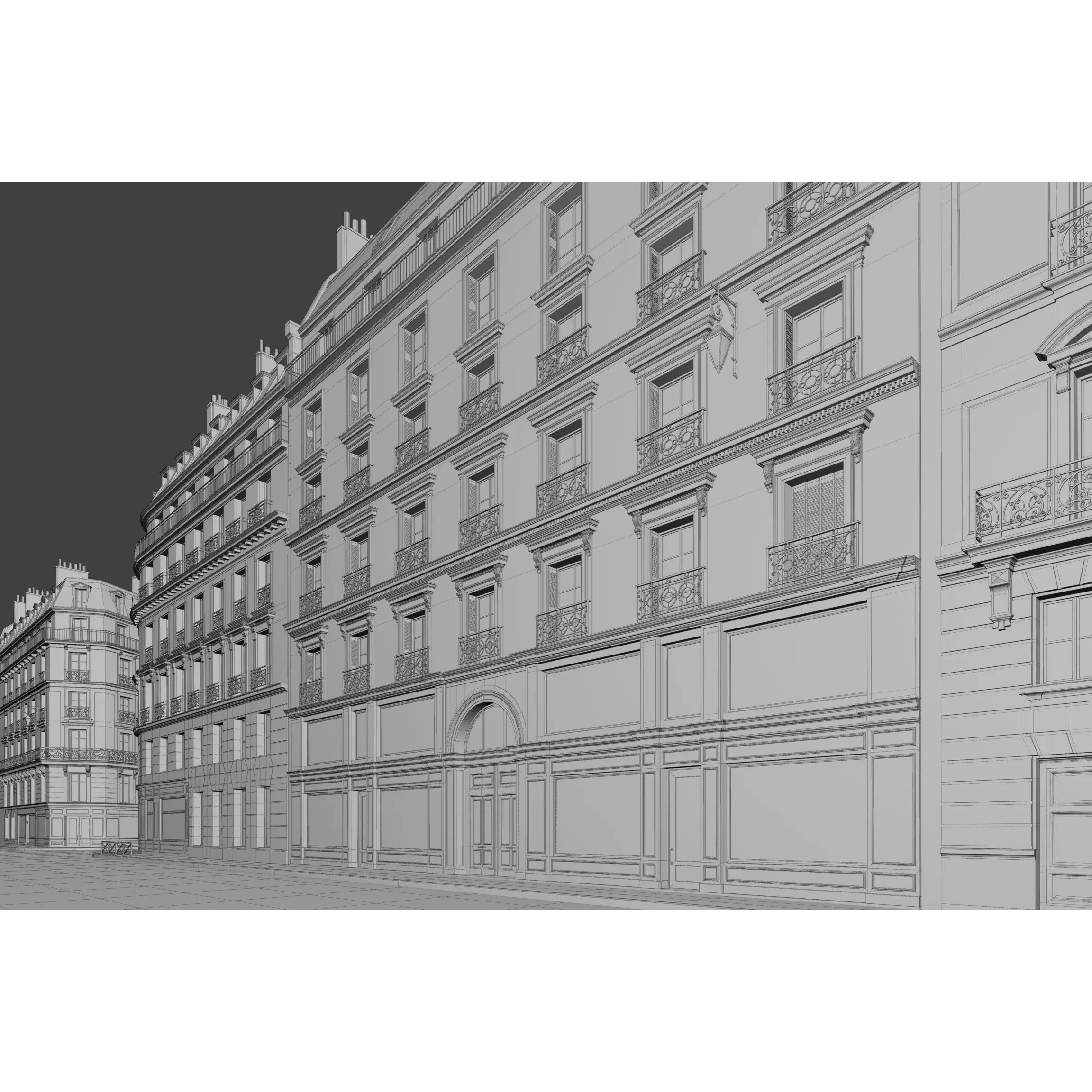 Paris Boulevard - Detailed Architectural 3D Model - View 125