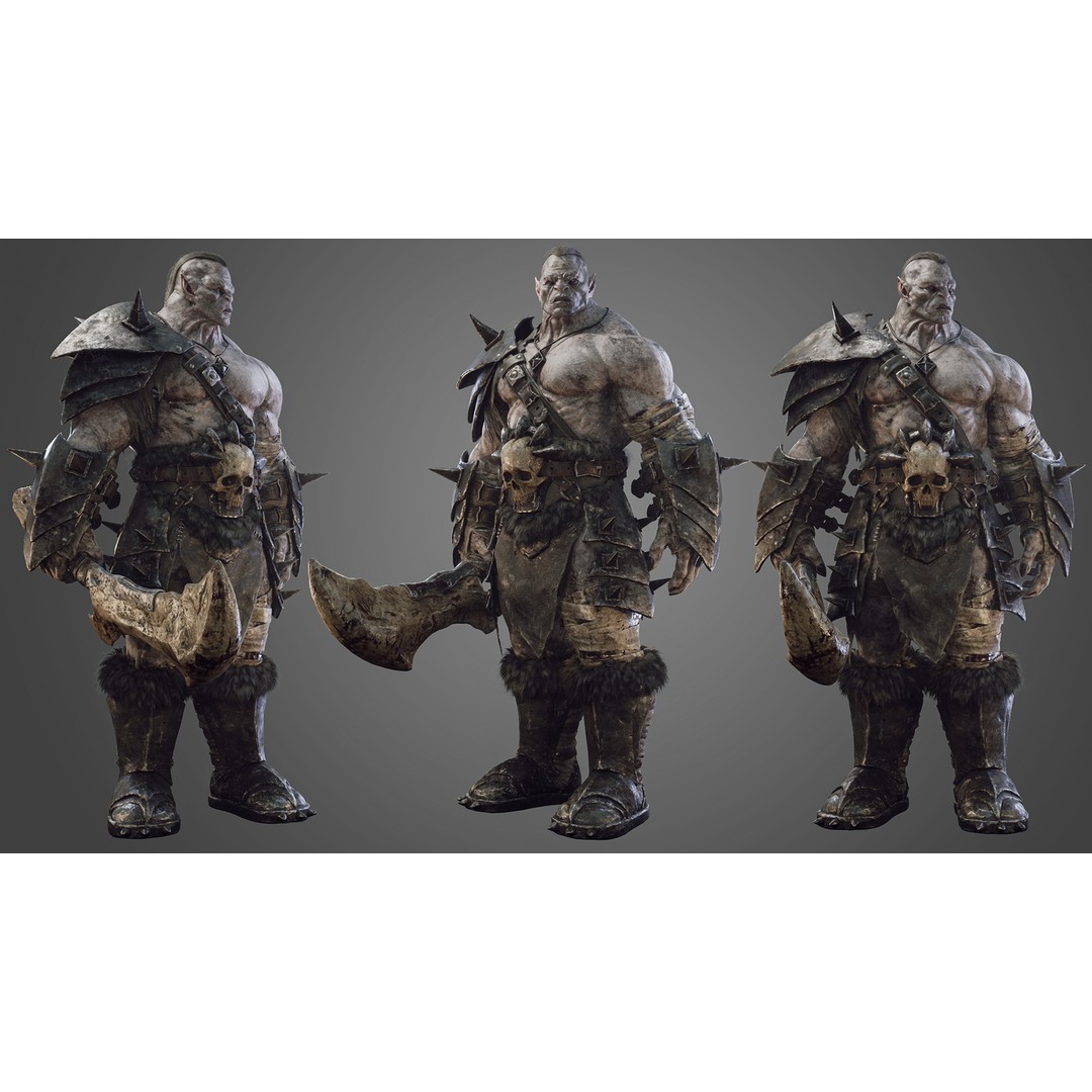 Skull Crusher Orc 3D Model – Rigged Low-Poly Character, FBX - View 3