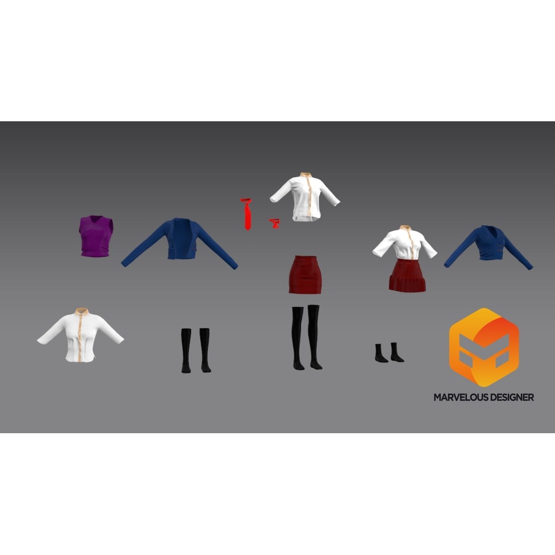 Uniform Girl 3D Model – Game-Ready Low-Poly Character, FBX, OBJ - View 16