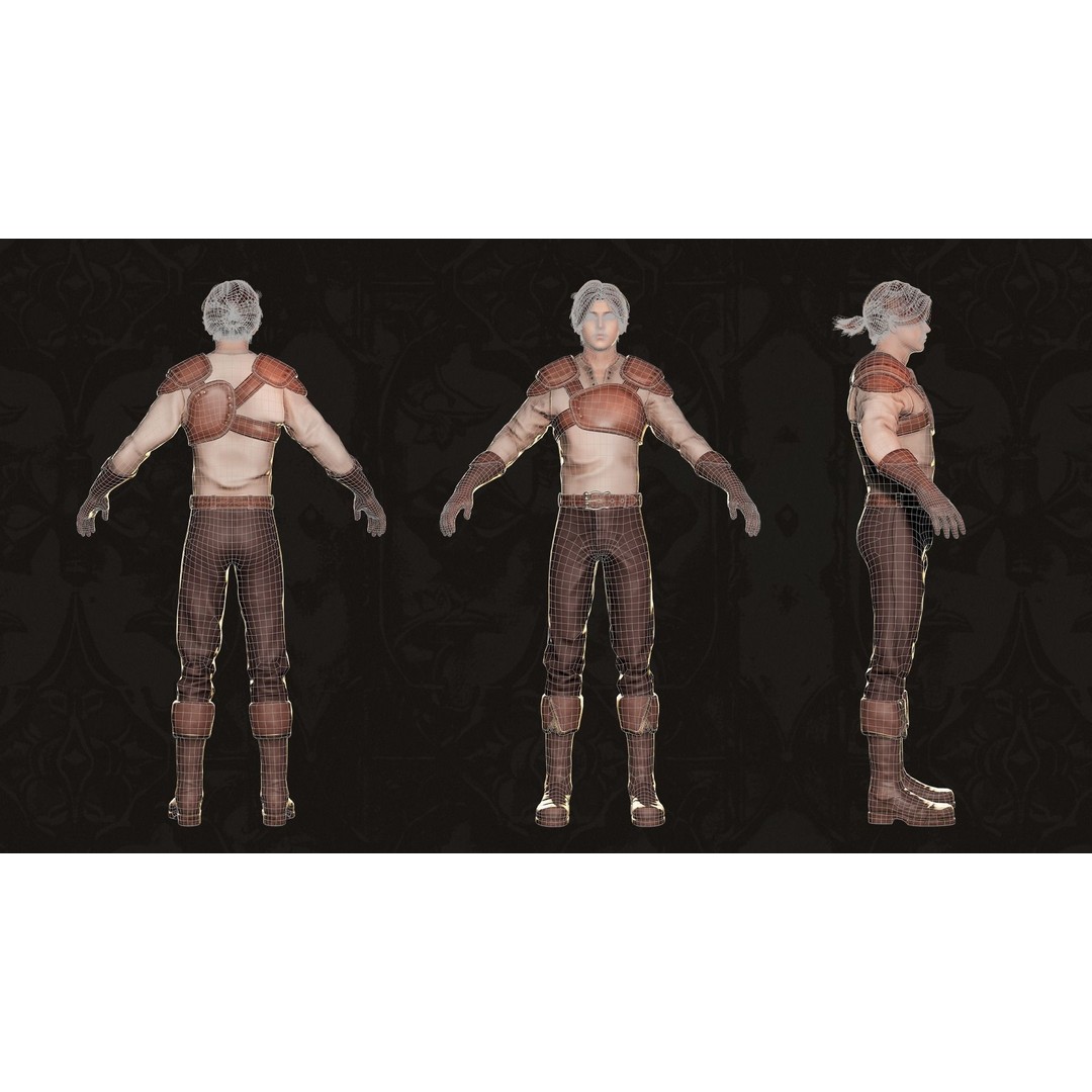 MMORPG Newbie Warrior 3D Model – Low Poly Modular Character, FBX