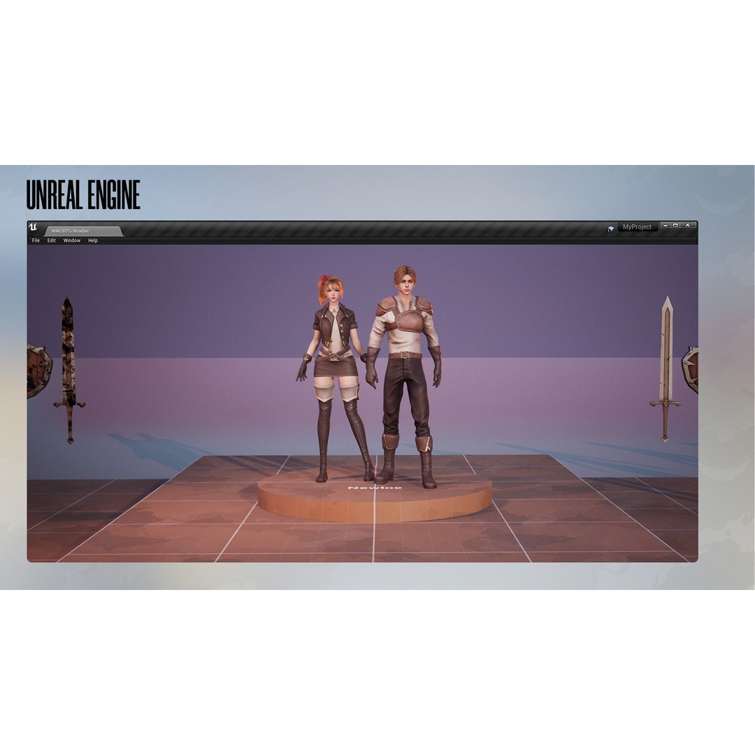 MMORPG Newbie Warrior 3D Model – Low Poly Modular Character, FBX - View 17