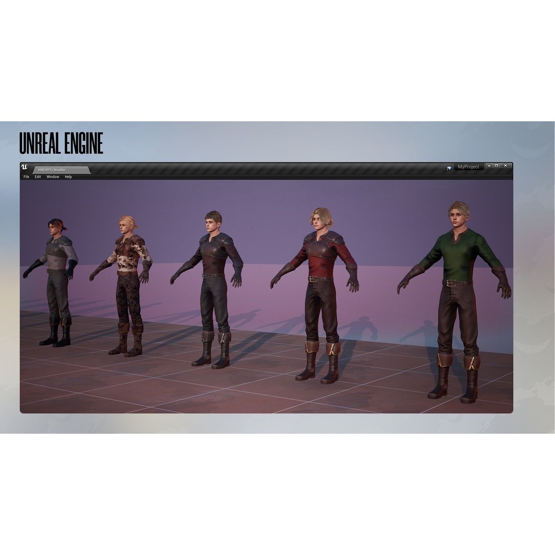 MMORPG Newbie Warrior 3D Model – Low Poly Modular Character, FBX - View 19