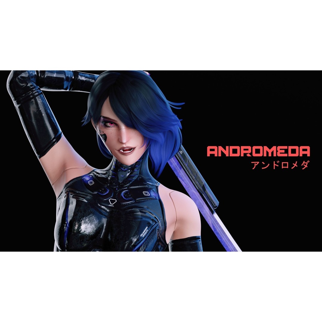 Andromeda 3D Model – Low Poly Cybernetic Princess, Rigged FBX - View 5