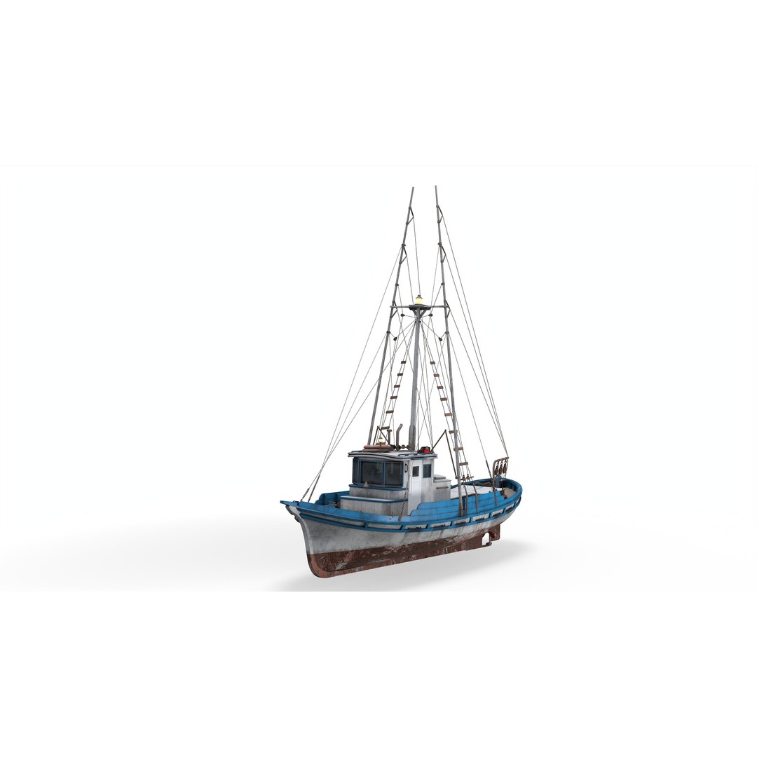 Monterey Clipper Fishing Boat 3D Model – PBR Textured, Game-Ready, Blender - View 10