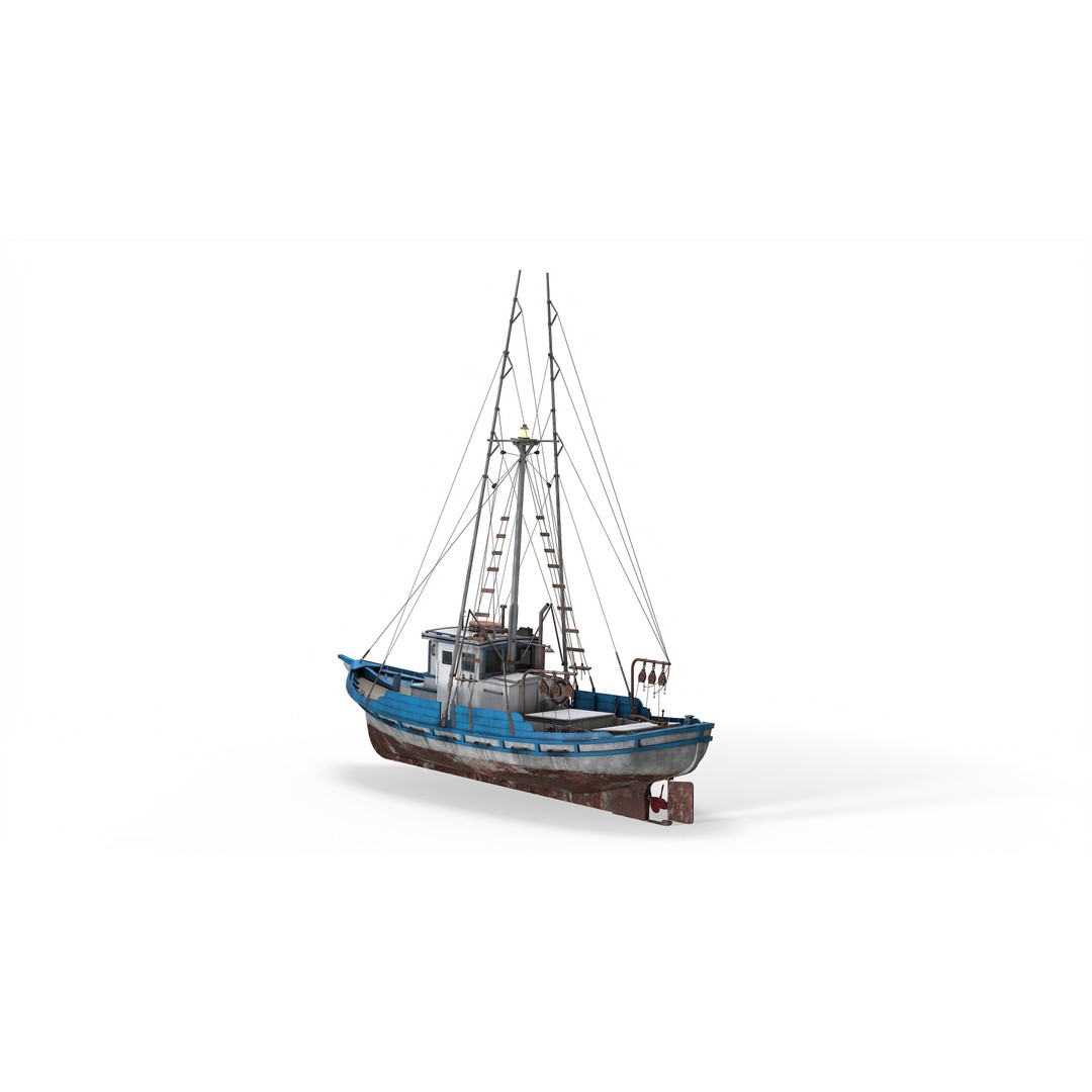 Monterey Clipper Fishing Boat 3D Model – PBR Textured, Game-Ready, Blender - View 11