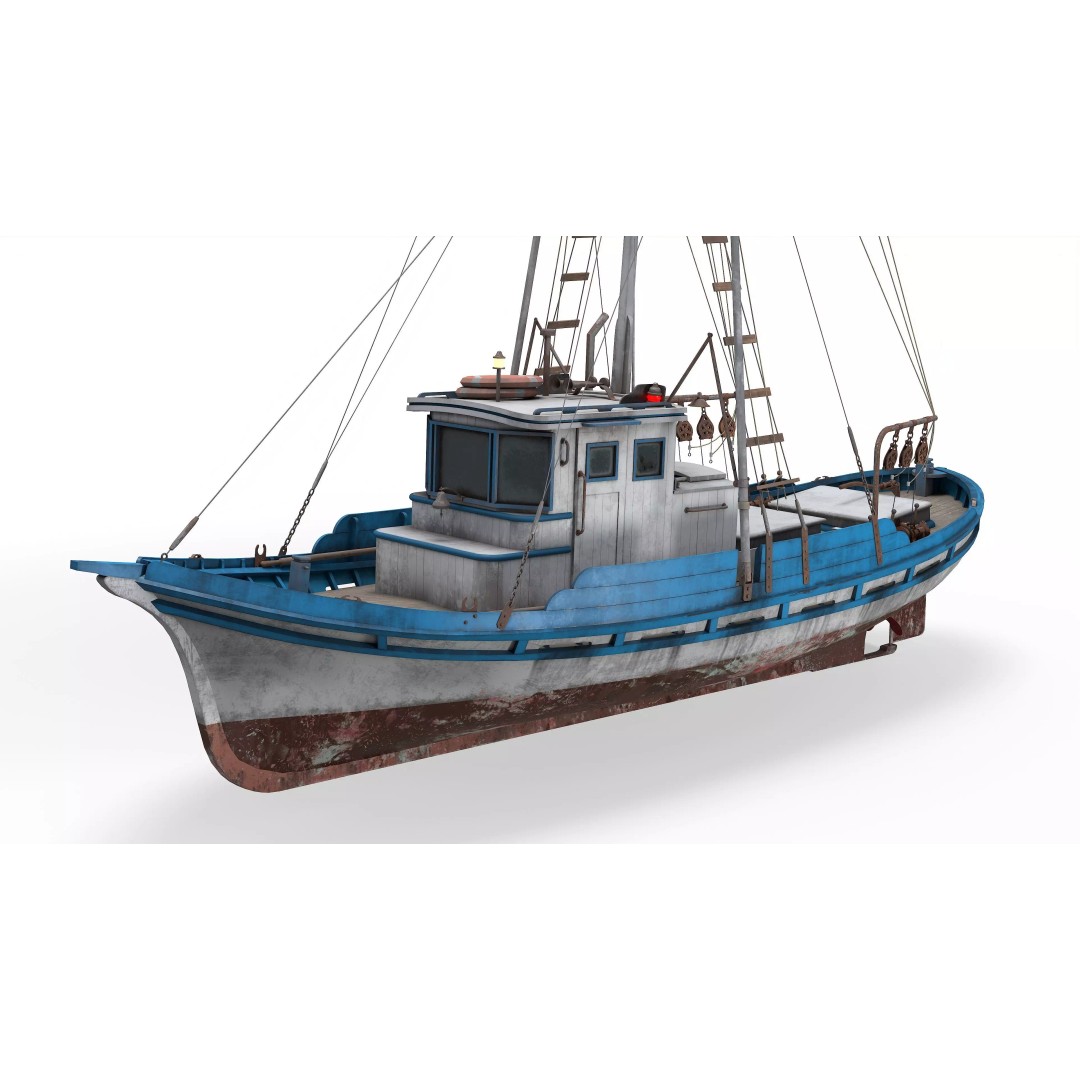 Monterey Clipper Fishing Boat 3D Model – PBR Textured, Game-Ready, Blender - View 2