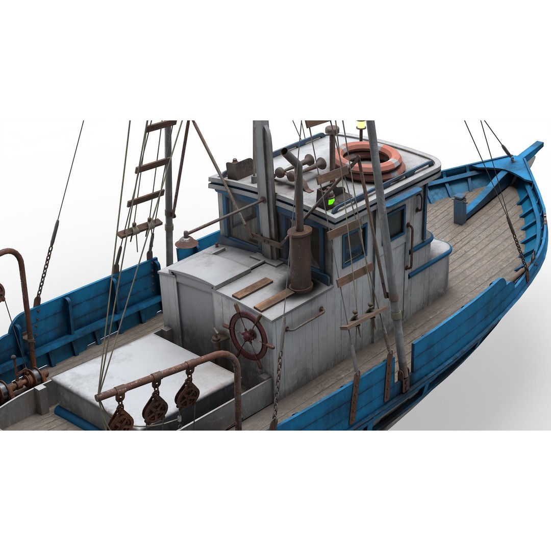 Monterey Clipper Fishing Boat 3D Model – PBR Textured, Game-Ready, Blender - View 4