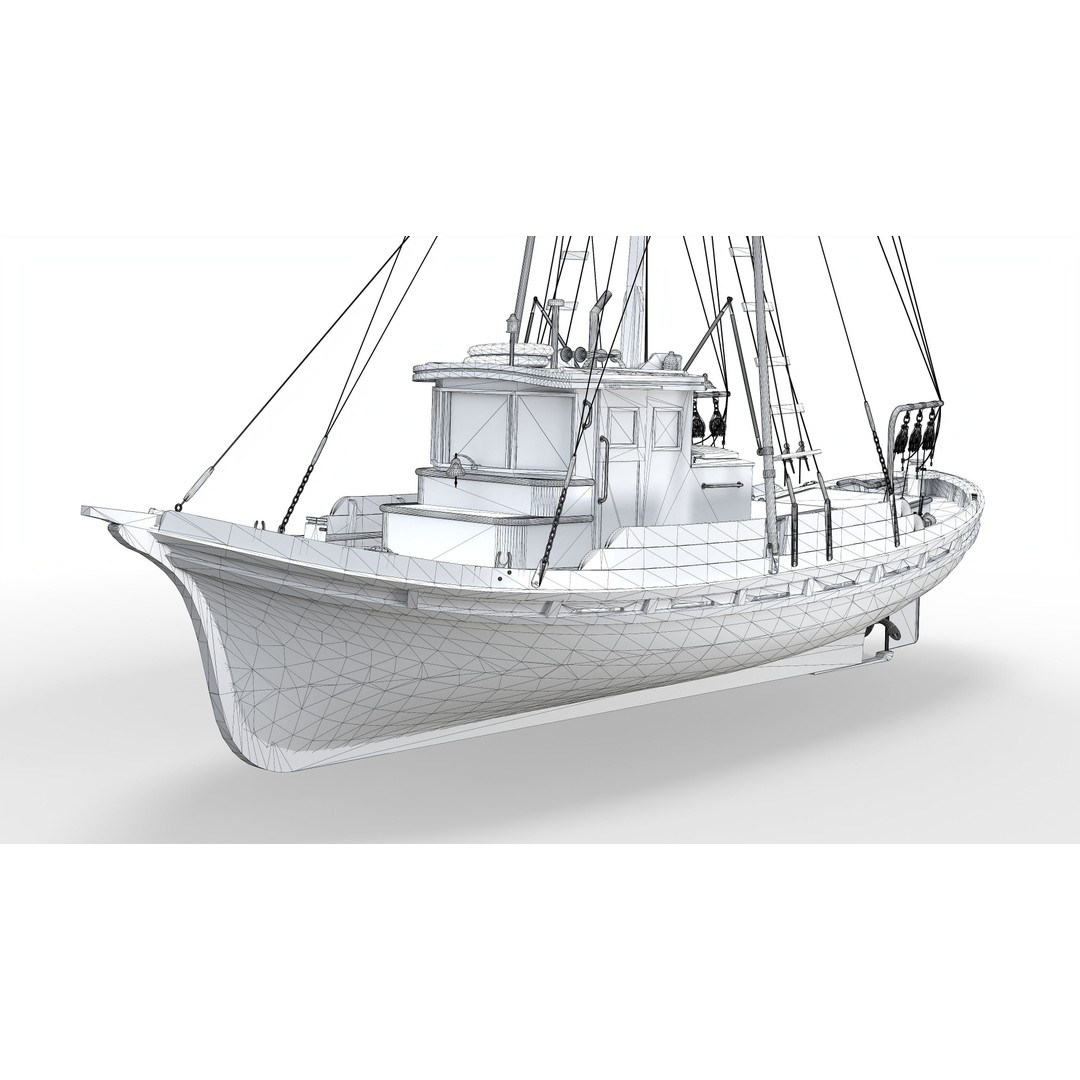 Monterey Clipper Fishing Boat 3D Model – PBR Textured, Game-Ready, Blender - View 5
