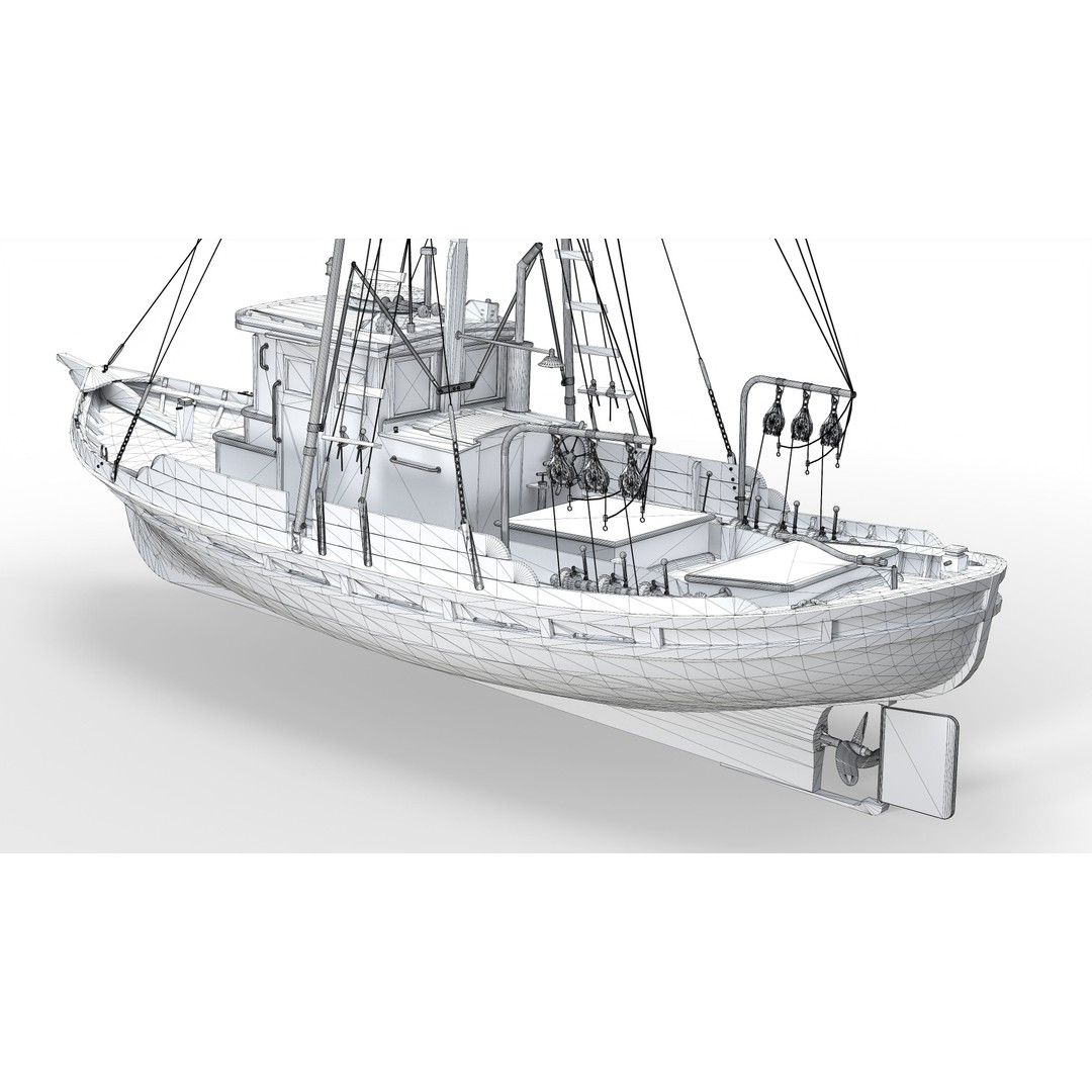 Monterey Clipper Fishing Boat 3D Model – PBR Textured, Game-Ready, Blender - View 6