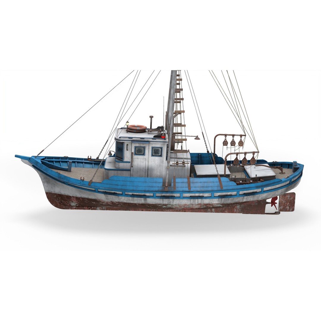 Monterey Clipper Fishing Boat 3D Model – PBR Textured, Game-Ready, Blender - View 7