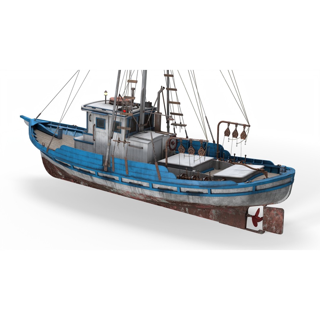 Monterey Clipper Fishing Boat 3D Model – PBR Textured, Game-Ready, Blender - View 8