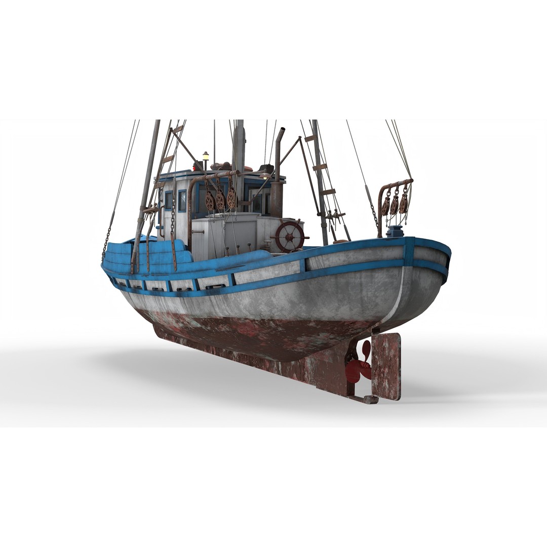 Monterey Clipper Fishing Boat 3D Model – PBR Textured, Game-Ready, Blender - View 9
