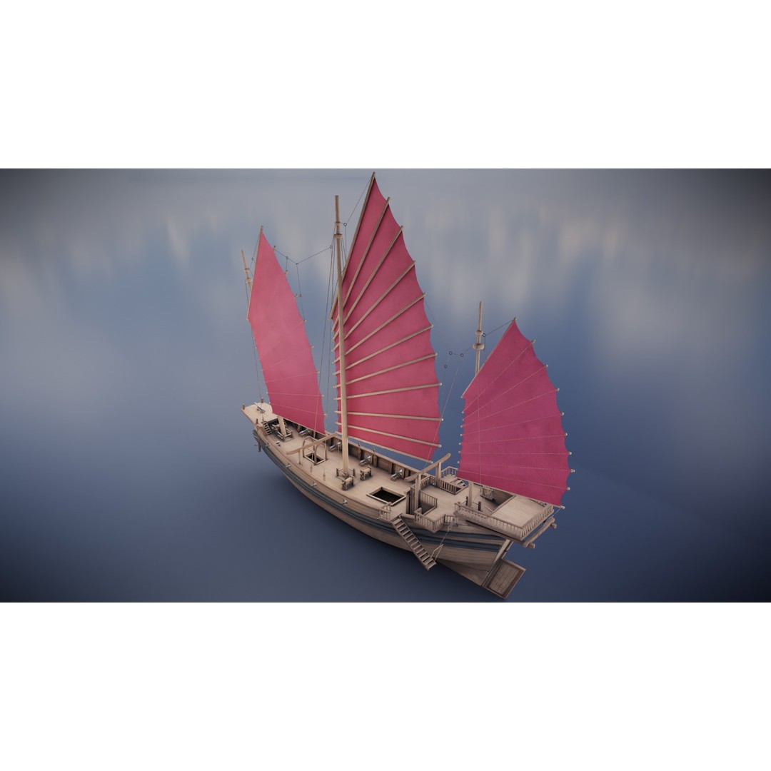 Junk Ship 3D Model – Low Poly Historic Watercraft, FBX, PBR - View 10