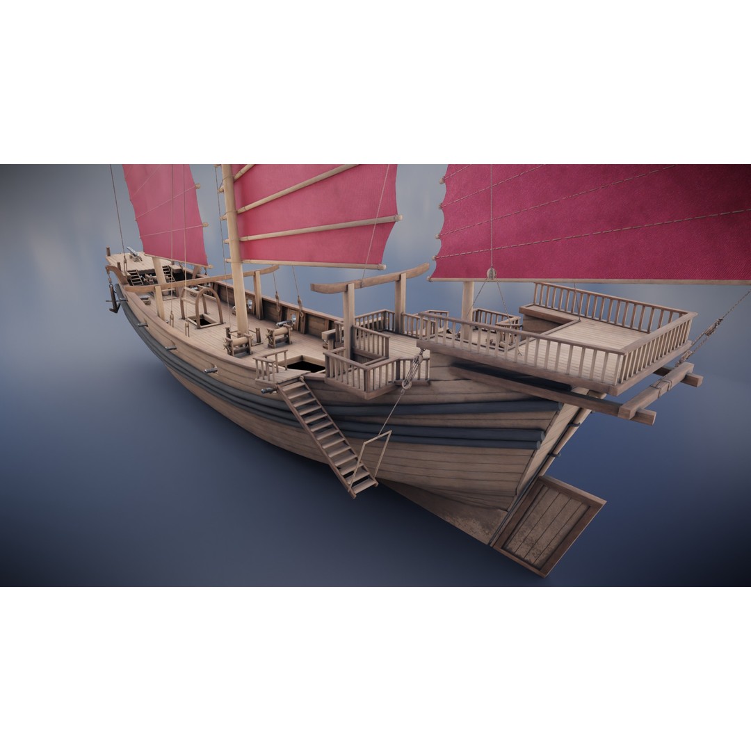 Junk Ship 3D Model – Low Poly Historic Watercraft, FBX, PBR - View 17