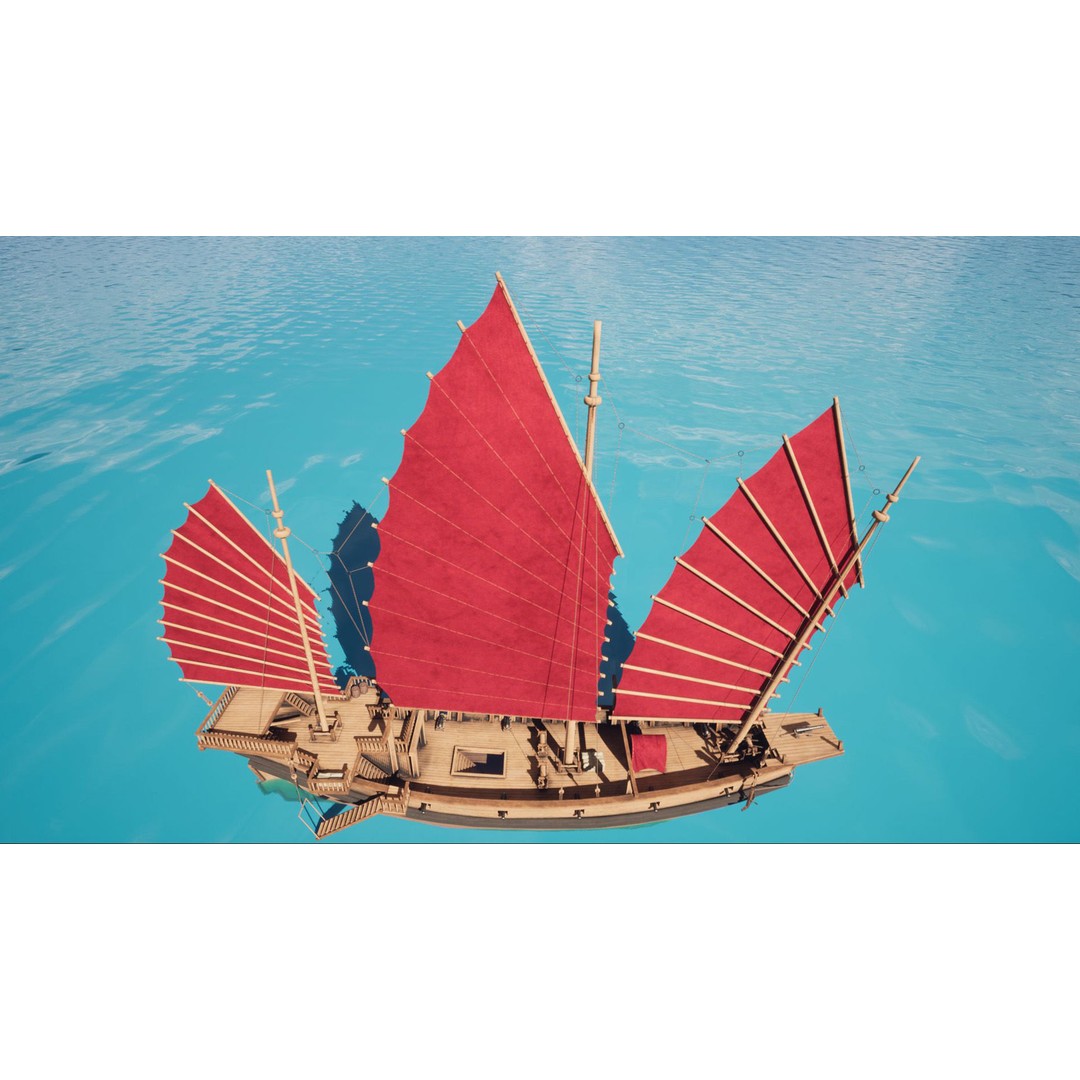 Junk Ship 3D Model – Low Poly Historic Watercraft, FBX, PBR - View 18