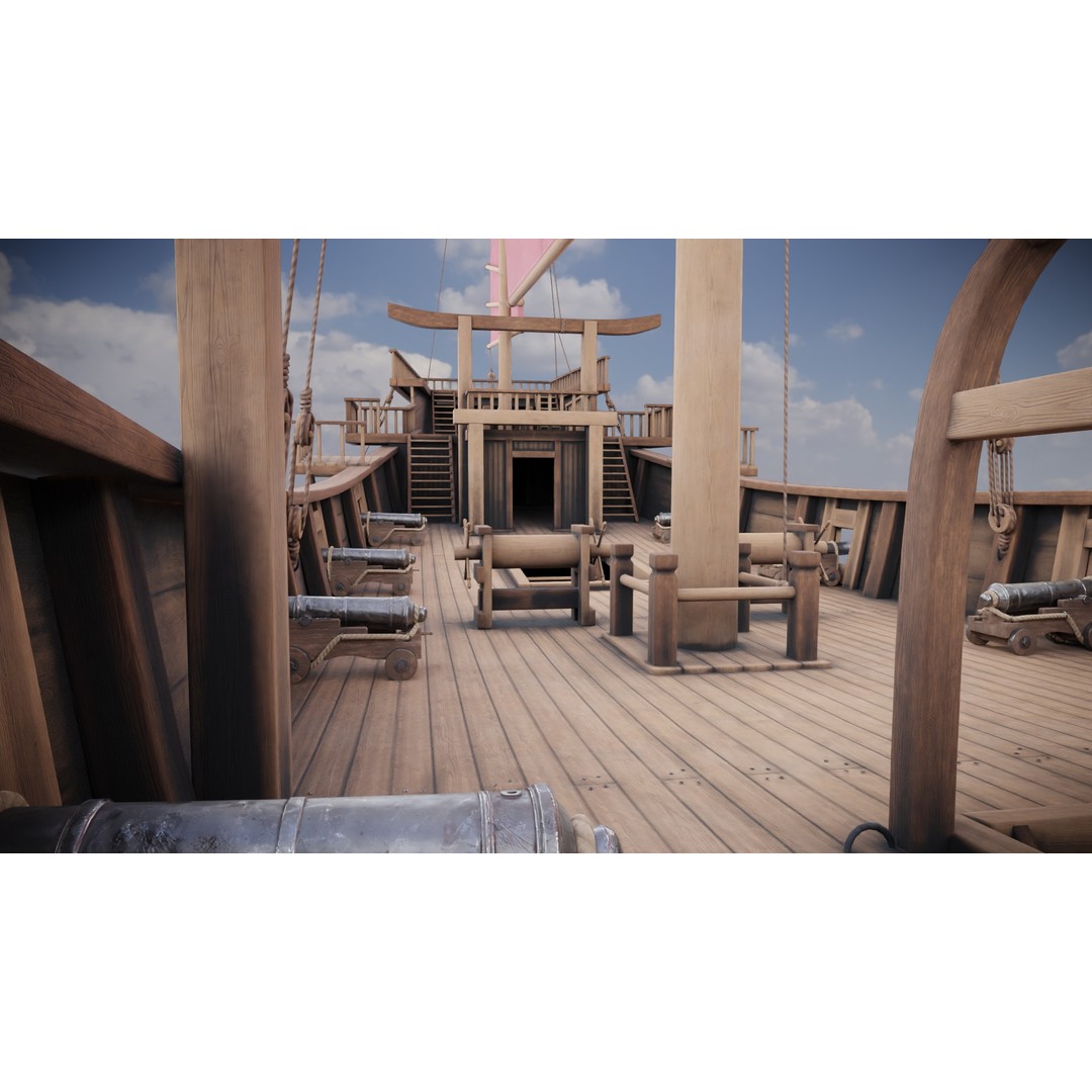 Junk Ship 3D Model – Low Poly Historic Watercraft, FBX, PBR - View 19