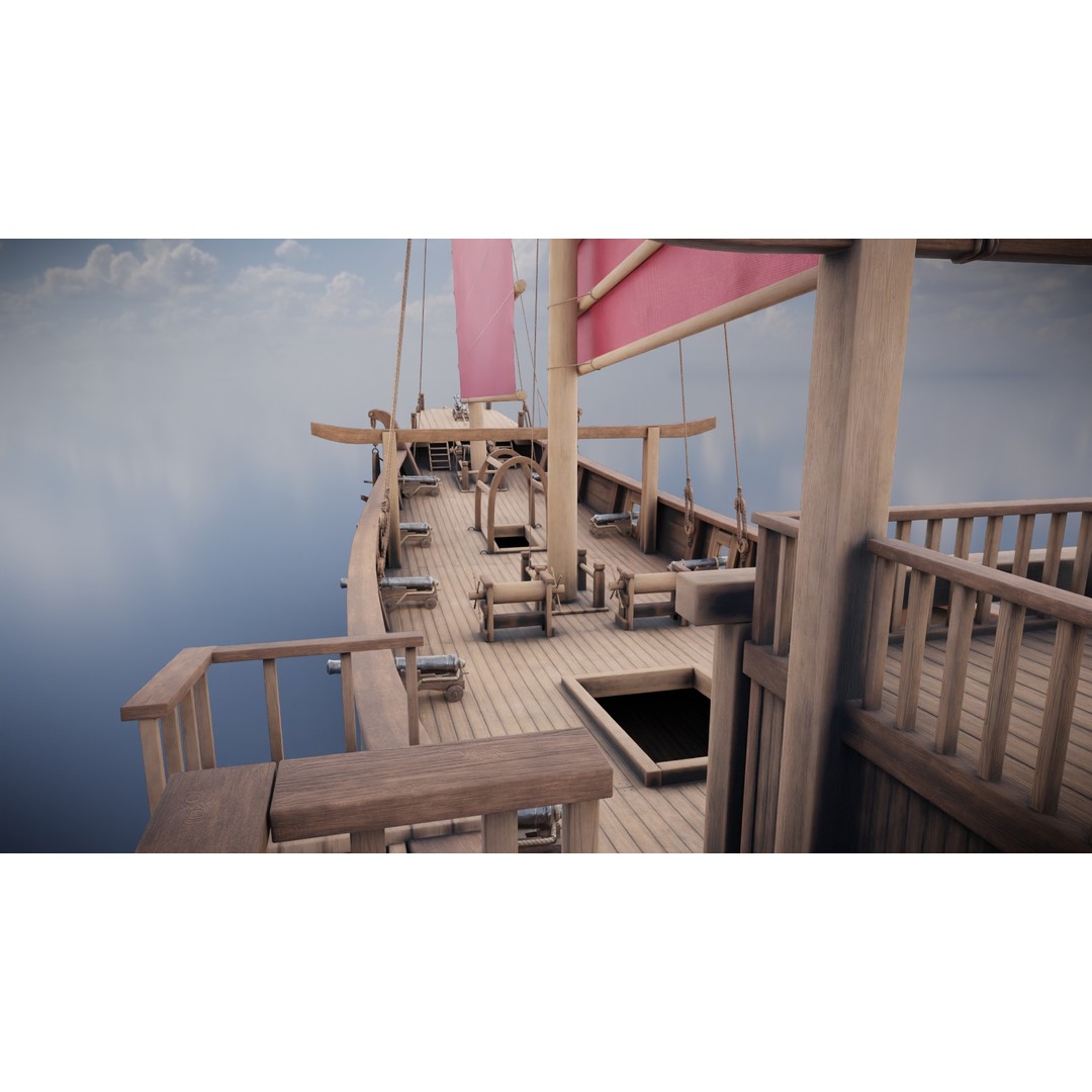 Junk Ship 3D Model – Low Poly Historic Watercraft, FBX, PBR - View 21