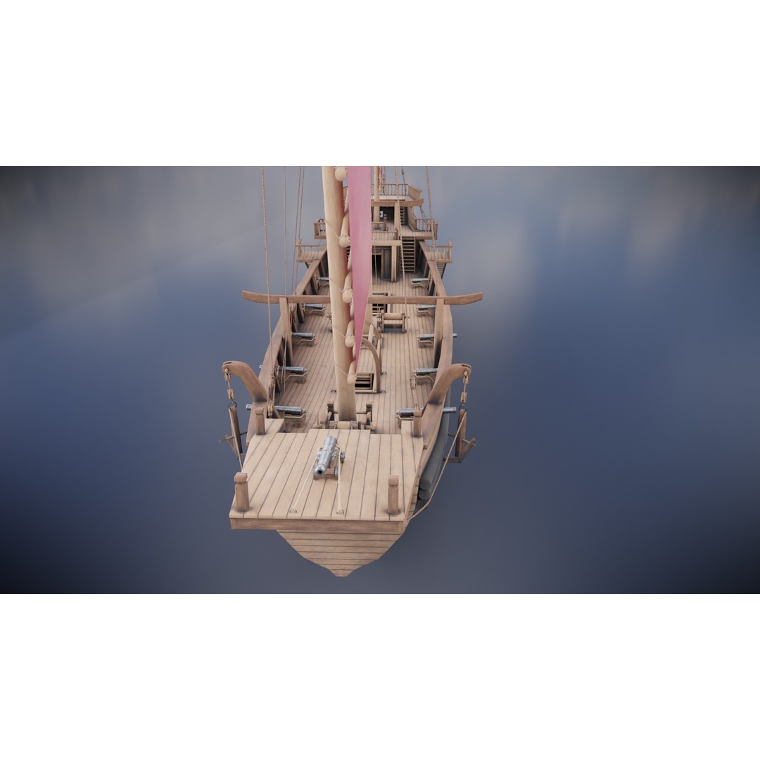 Junk Ship 3D Model – Low Poly Historic Watercraft, FBX, PBR - View 23