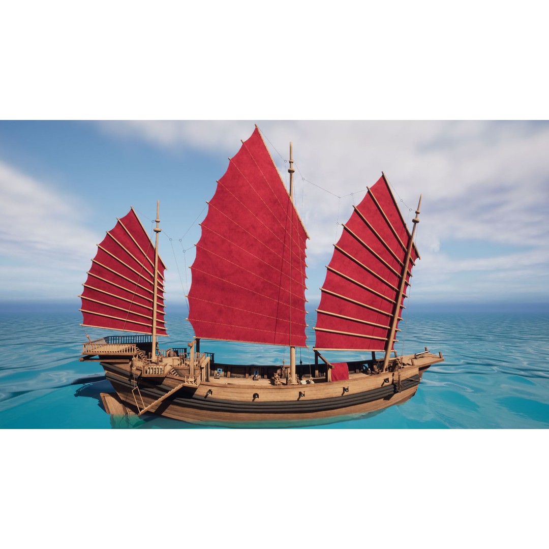 Junk Ship 3D Model – Low Poly Historic Watercraft, FBX, PBR - View 4