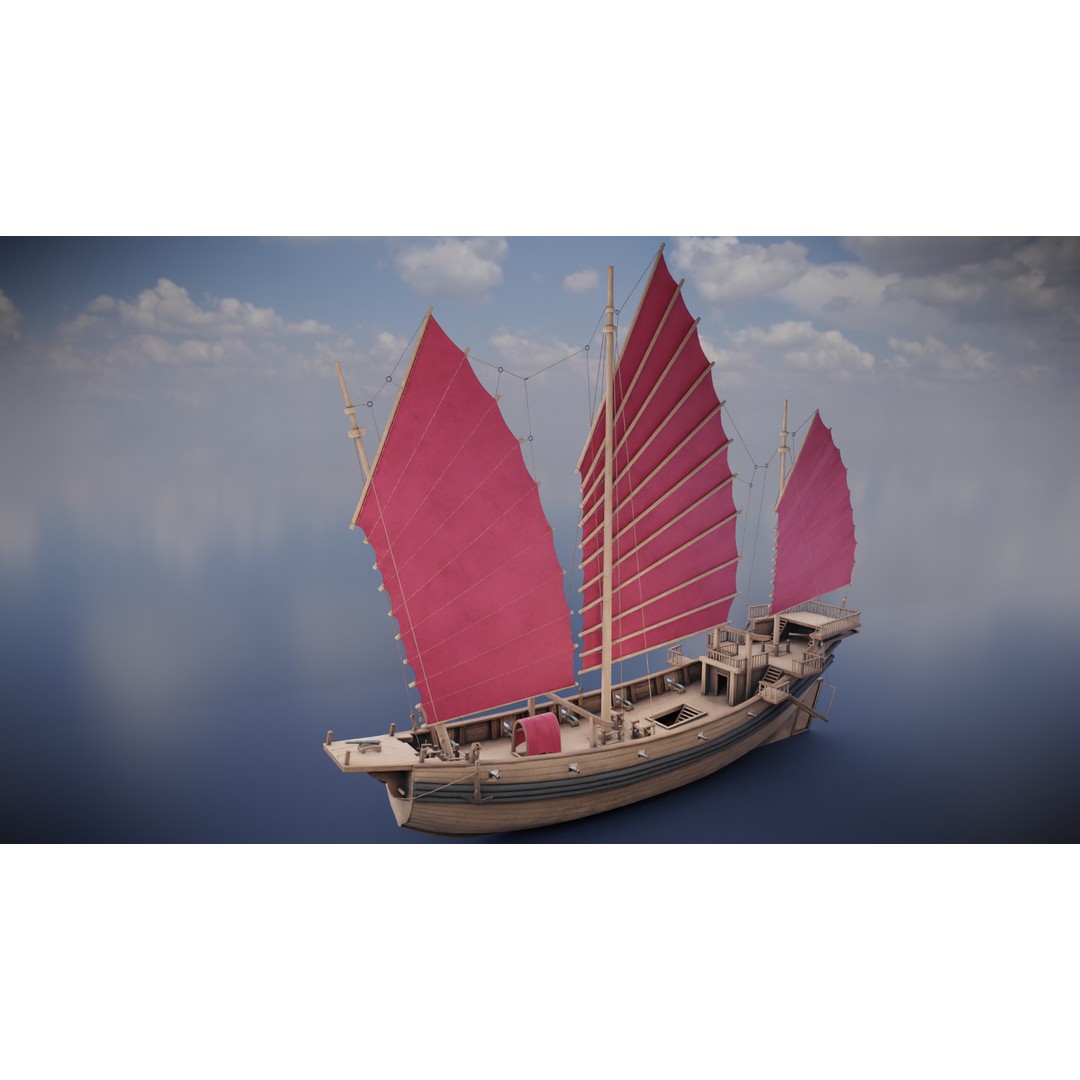 Junk Ship 3D Model – Low Poly Historic Watercraft, FBX, PBR - View 5