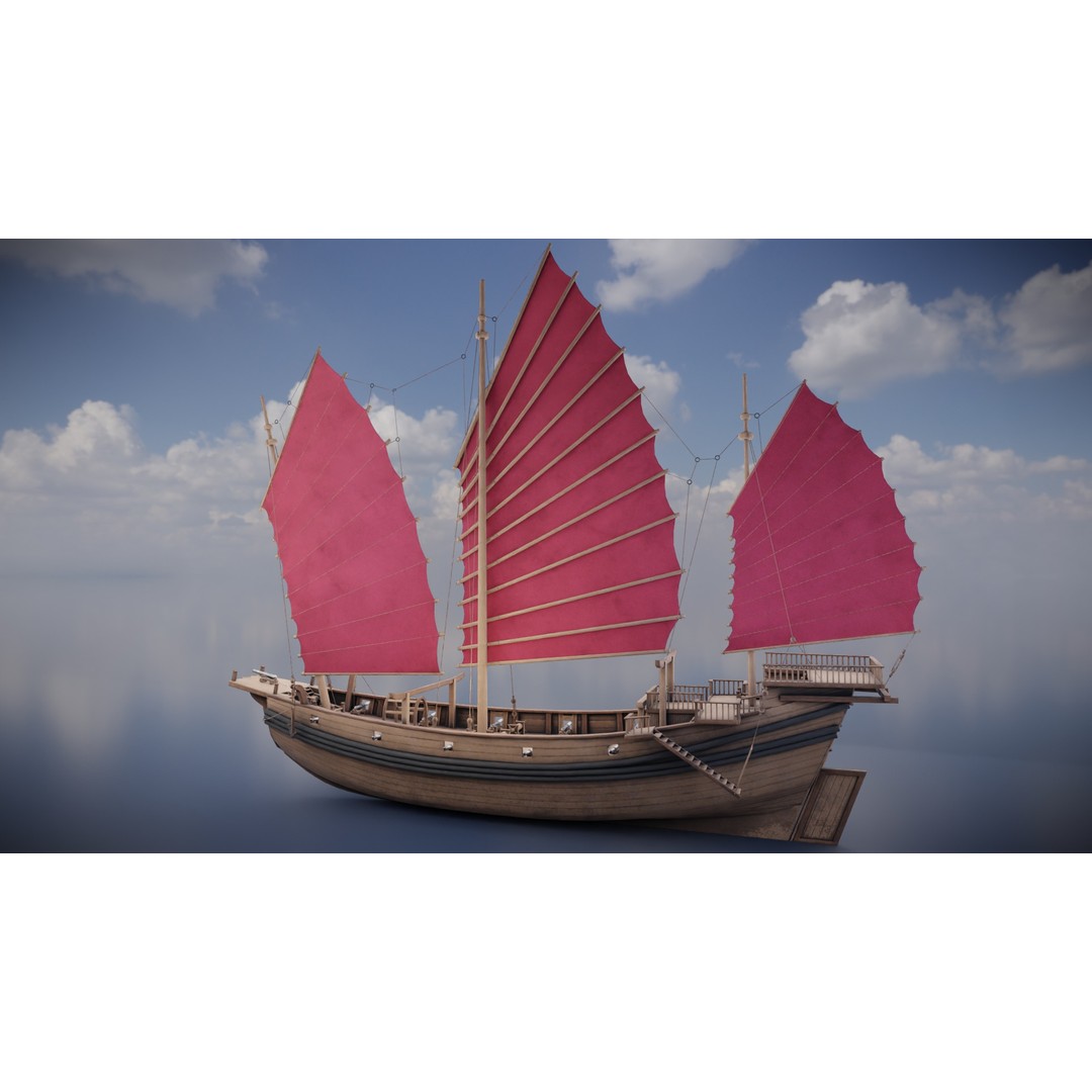 Junk Ship 3D Model – Low Poly Historic Watercraft, FBX, PBR - View 8