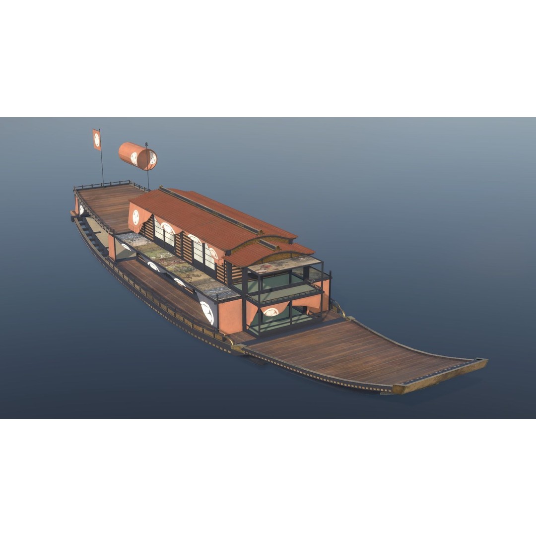 Japanese Medieval Ship 3D Model – Gozabune Historic Watercraft, FBX - View 14