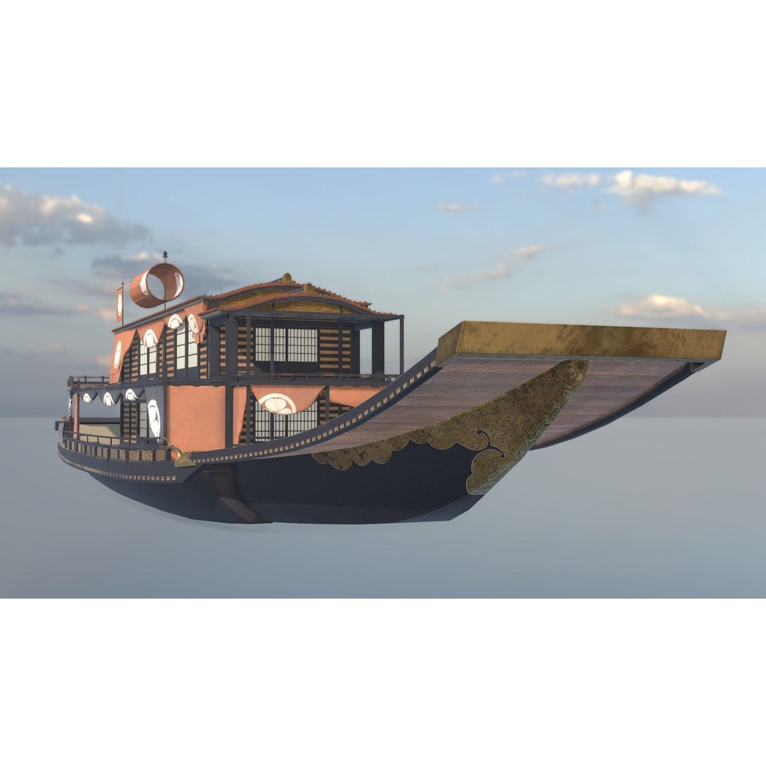Japanese Medieval Ship 3D Model – Gozabune Historic Watercraft, FBX - View 15