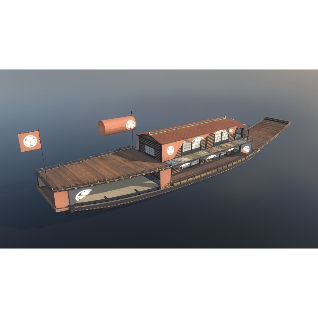 Japanese Medieval Ship 3D Model – Gozabune Historic Watercraft, FBX - View 16