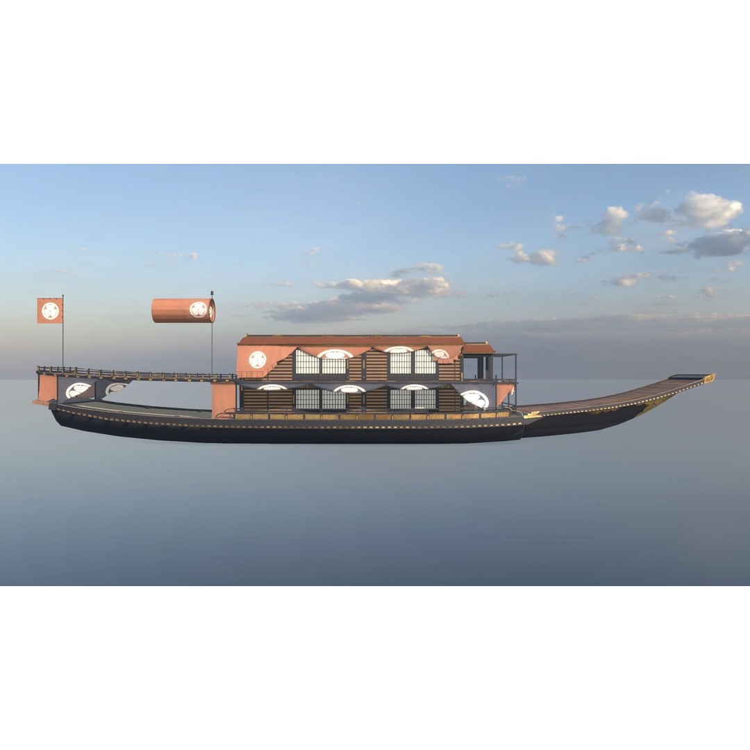 Japanese Medieval Ship 3D Model – Gozabune Historic Watercraft, FBX - View 17