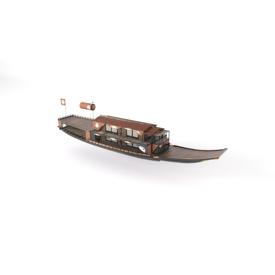 Japanese Medieval Ship 3D Model – Gozabune Historic Watercraft, FBX - View 7