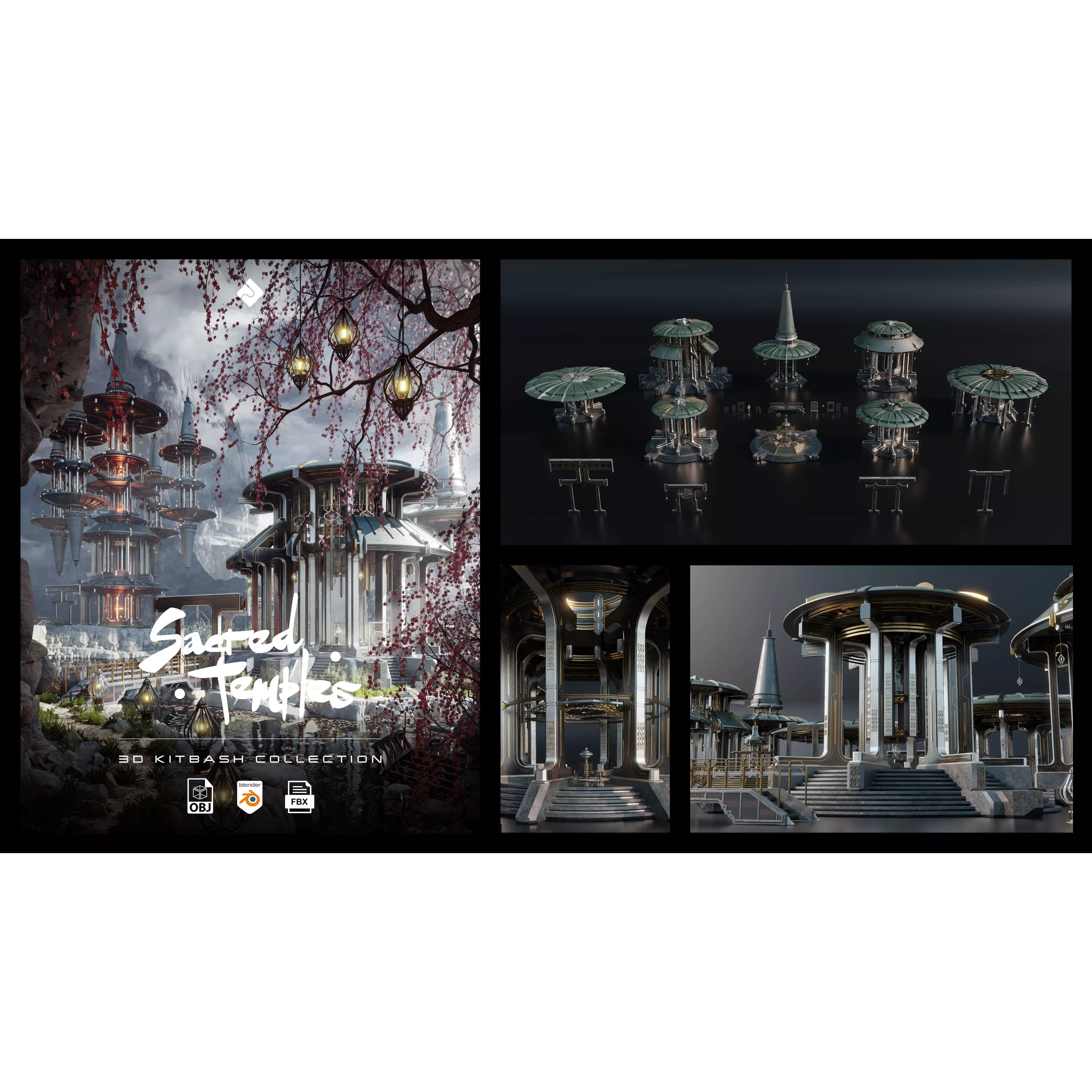 Sacred Temples - Asian Building Assets 3D Model - View 2