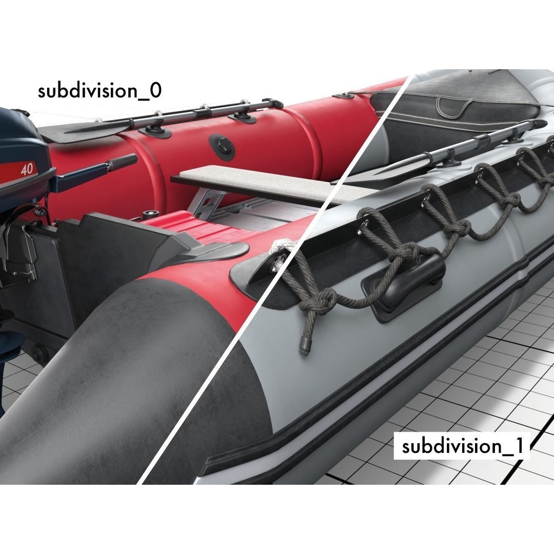Rubber Dinghy 3D Model – Low Poly Watercraft with Outboard Motor, PBR Textures - View 19