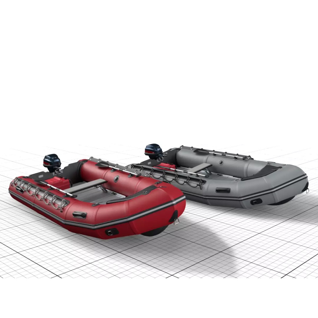 Rubber Dinghy 3D Model – Low Poly Watercraft with Outboard Motor, PBR Textures - View 2