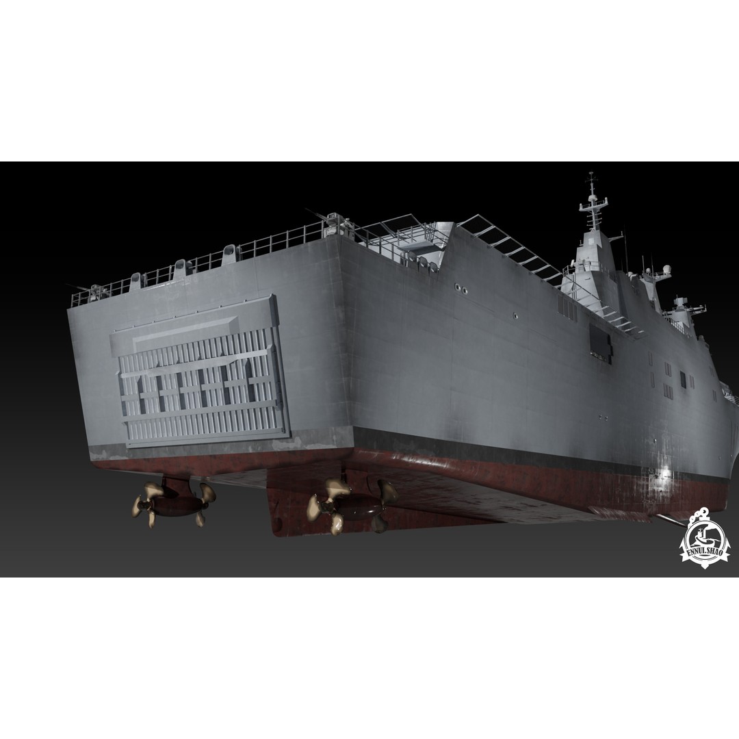 Juan Carlos I Aircraft Carrier 3D Model – Low Poly Game Ready, FBX - View 12