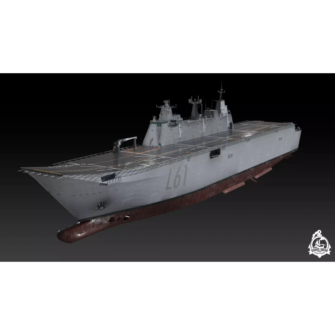 Juan Carlos I Aircraft Carrier 3D Model – Low Poly Game Ready, FBX - View 2