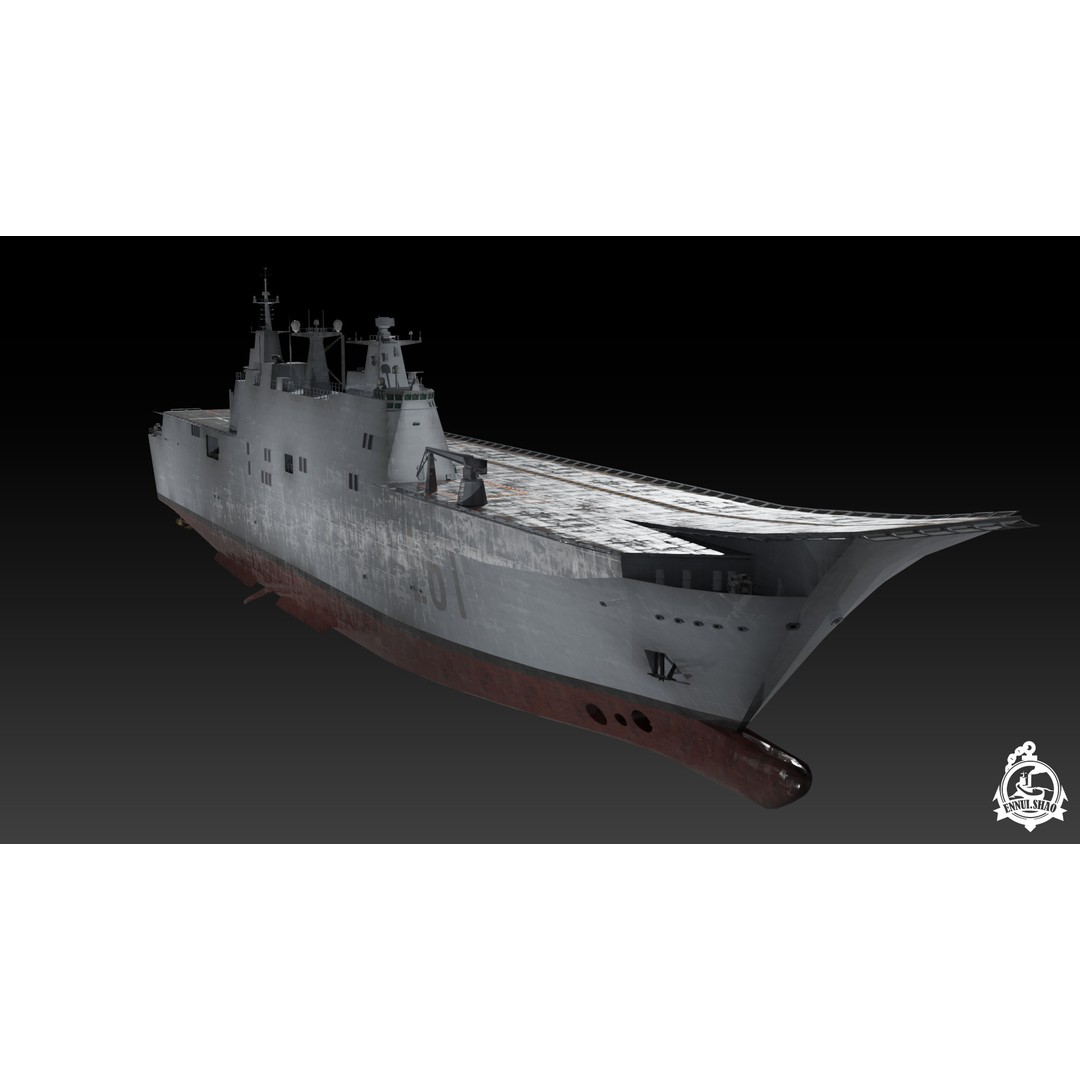 Juan Carlos I Aircraft Carrier 3D Model – Low Poly Game Ready, FBX - View 3