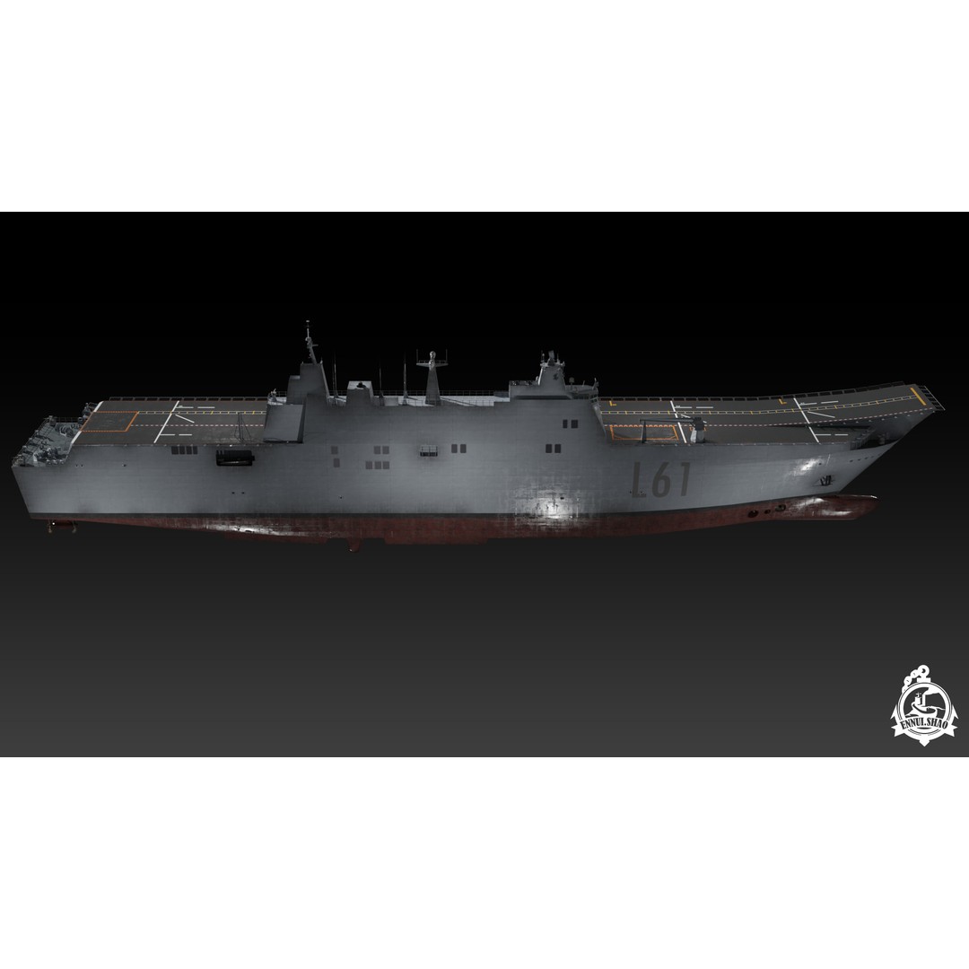 Juan Carlos I Aircraft Carrier 3D Model – Low Poly Game Ready, FBX - View 4