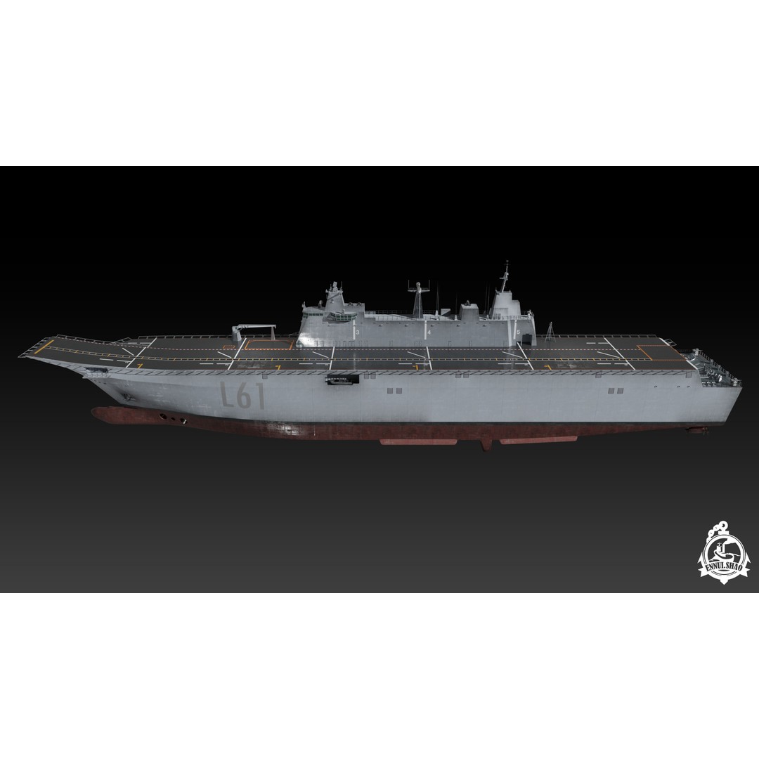 Juan Carlos I Aircraft Carrier 3D Model – Low Poly Game Ready, FBX - View 7