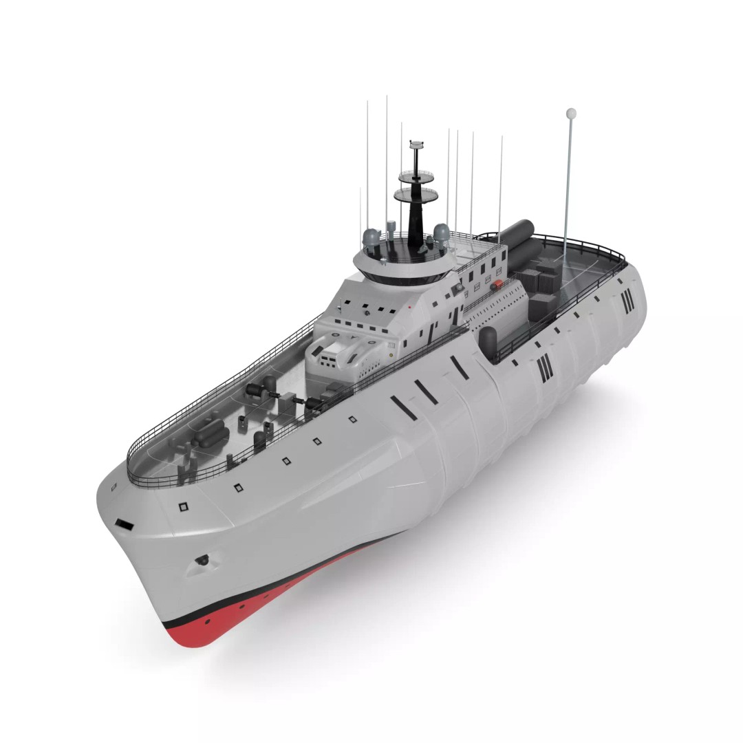 Mine Vessel 3D Model – Realistic Military Watercraft, FBX