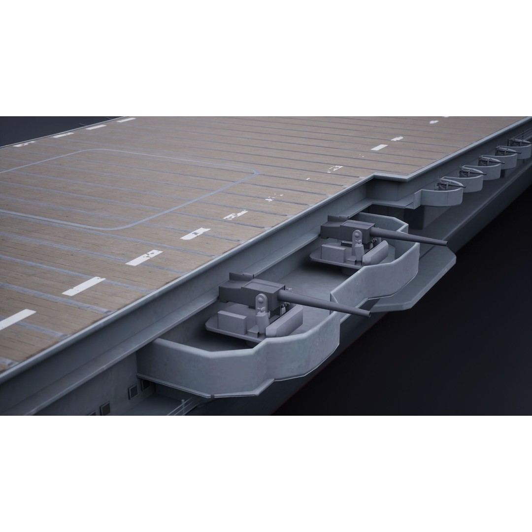 USS Yorktown CV-5 Aircraft Carrier 3D Model – PBR Textured, Rigged, Game-Ready - View 10